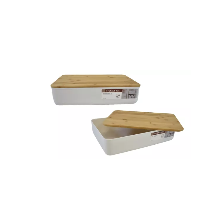 Caja Organizadora Con Tapa De Bambu 36x25x8cm