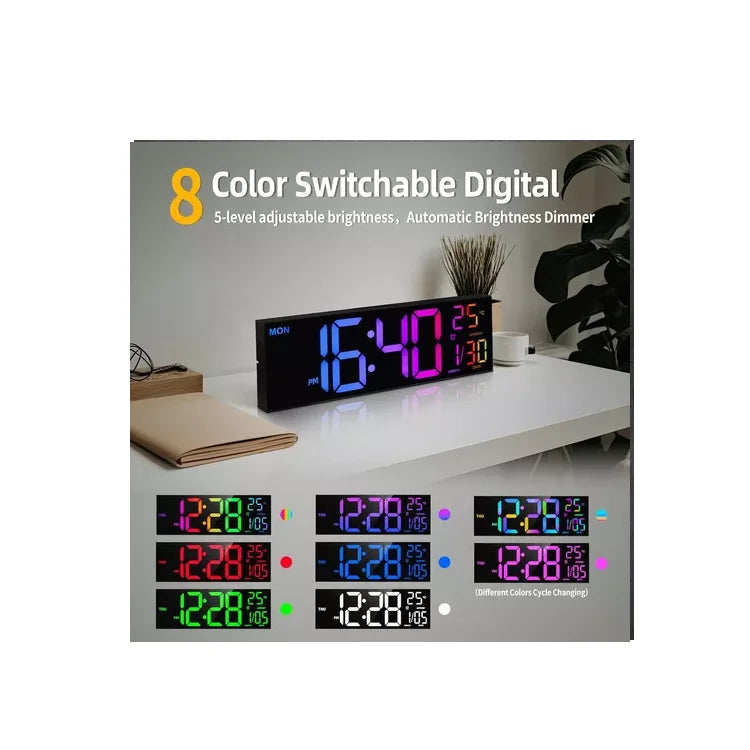 Reloj Digital Rgb Pared O Mesa Con Calendario Y Control