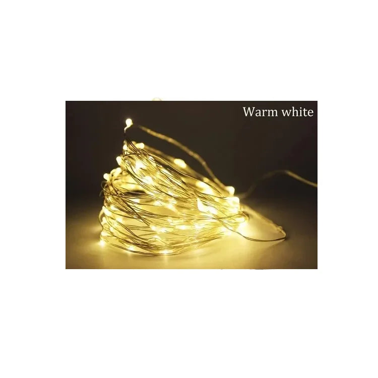 Guirnalda Luciérnagas 10m 100 Led Cálida A Pila Decoración