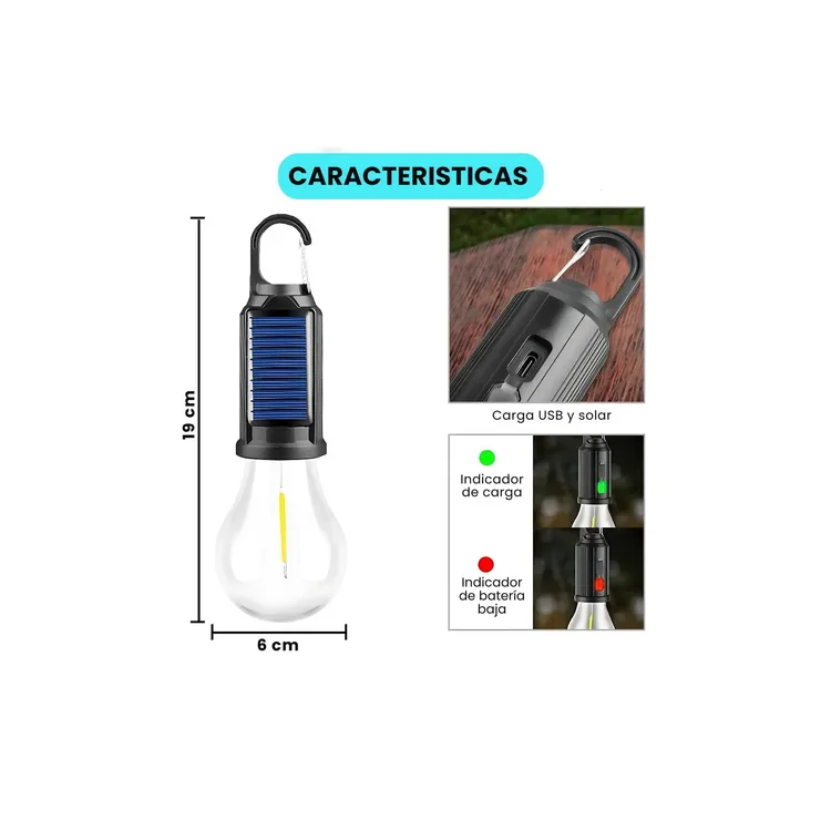 Bombita Led Recargable Solar Usb Individual Portátil
