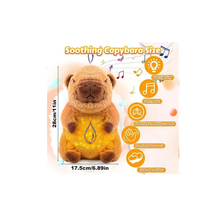 Peluche Capibara Con Luz Música Respira Infantil Niños