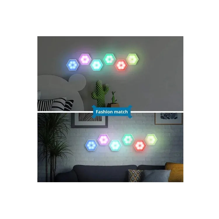 Led Rgb Hexagonal Táctil X3 Con Control A Pila