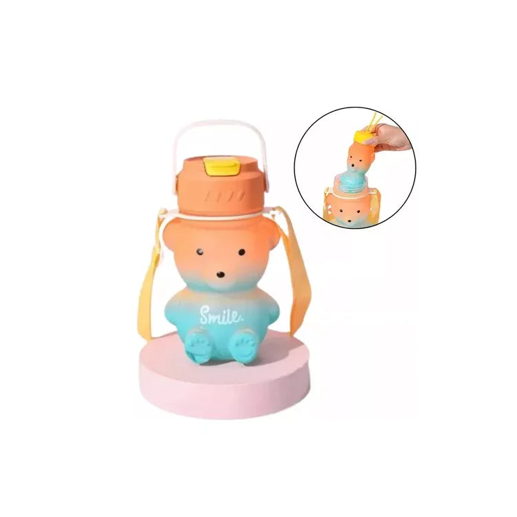 Botella Infantil Diseño Oso 2 En 1 Con Sorbito