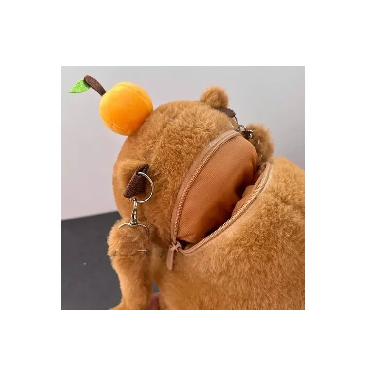 Mochila Peluche De Capybara 35cm Carpincho 2 En 1