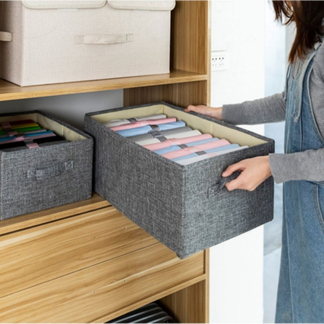 Caja organizadora de tela con asas y tapa 36x17x29cm