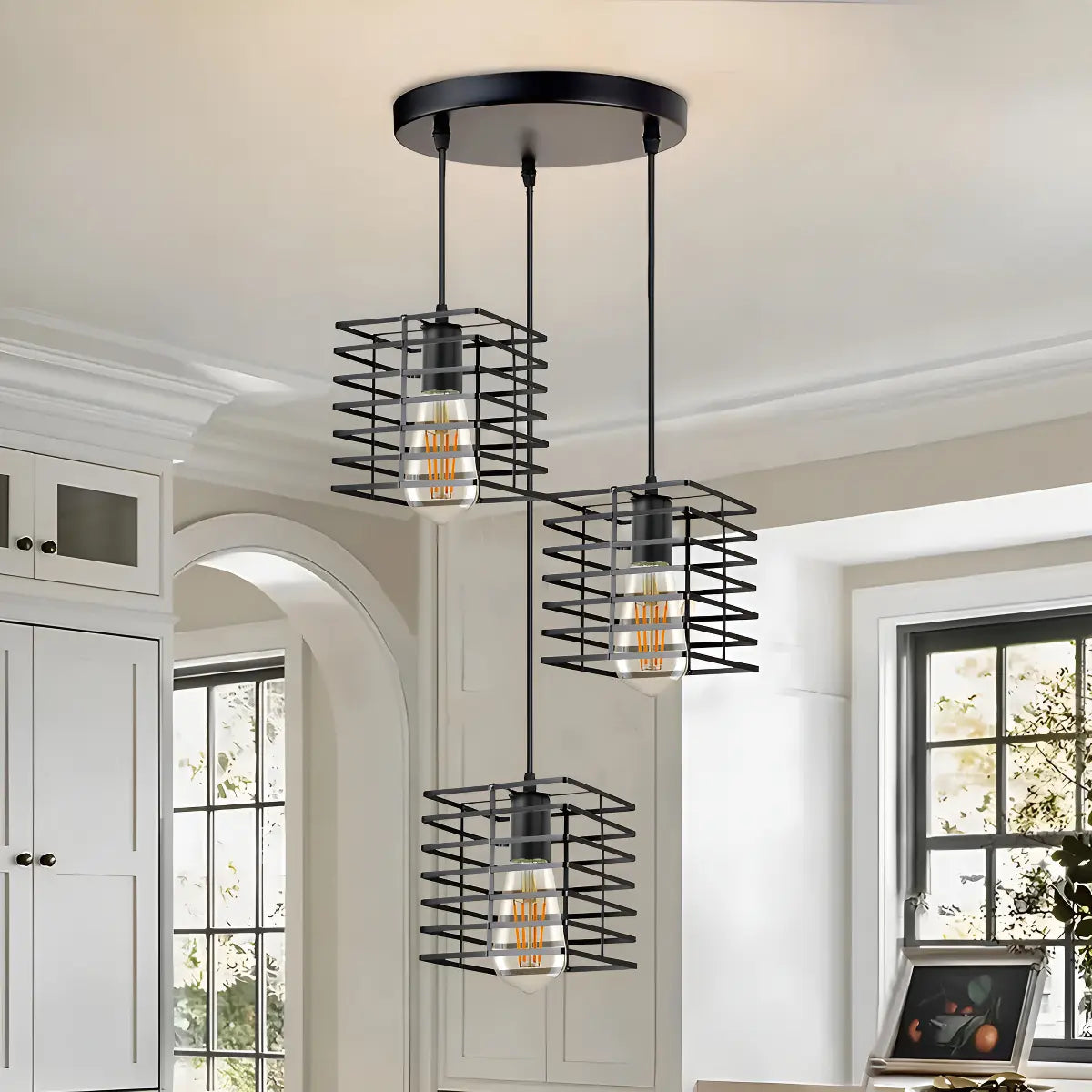 Lámpara Colgante de 3 Luces Unilamp para Cocina y Sala, Estilo Moderno Decorativo