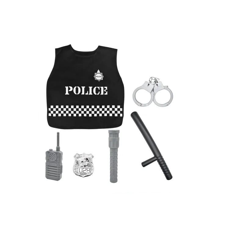 Disfraz Infantil Chaleco De Policía Con Accesorios Negro