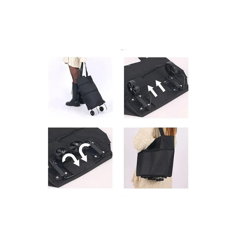 Bolso Plegable Con Ruedas 52x40cm. Negro
