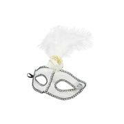 Máscara Veneciana De Encaje Con Plumas Blanco