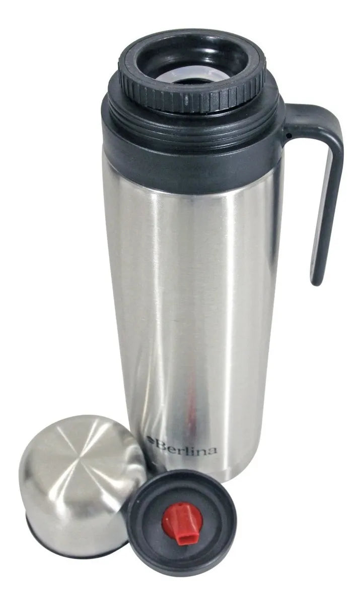 Termo Berlina Plateado 1 Litro Con Media Asa Y Pico Cebador