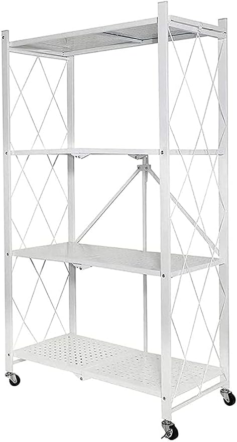 Estante Rack Plegable Metálico 4 Estantes Color Negro Blanco