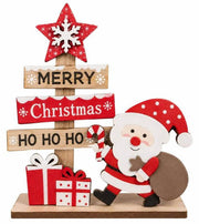 Adorno Navideño De Madera Papá Noel Con Cartel