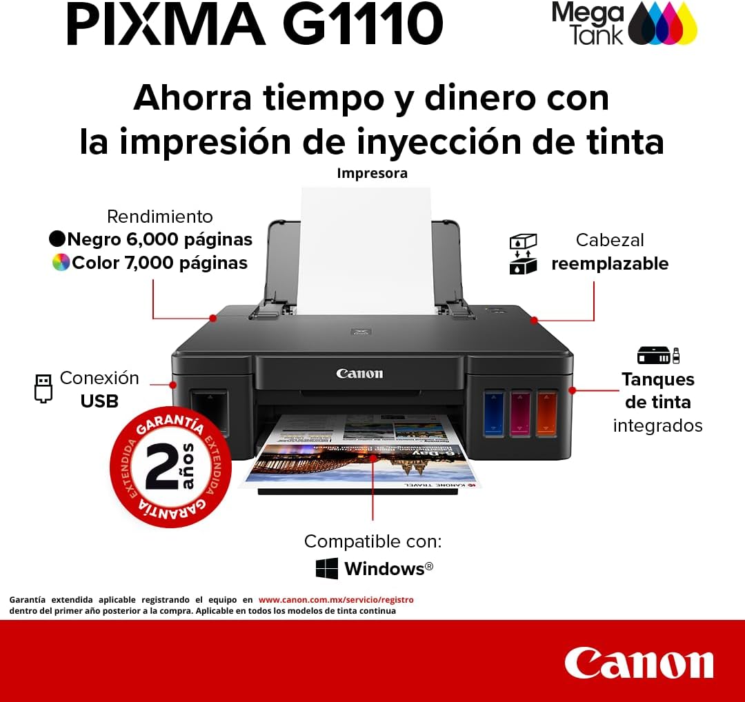Canon Impresora De Inyección De Tinta Continua G1110