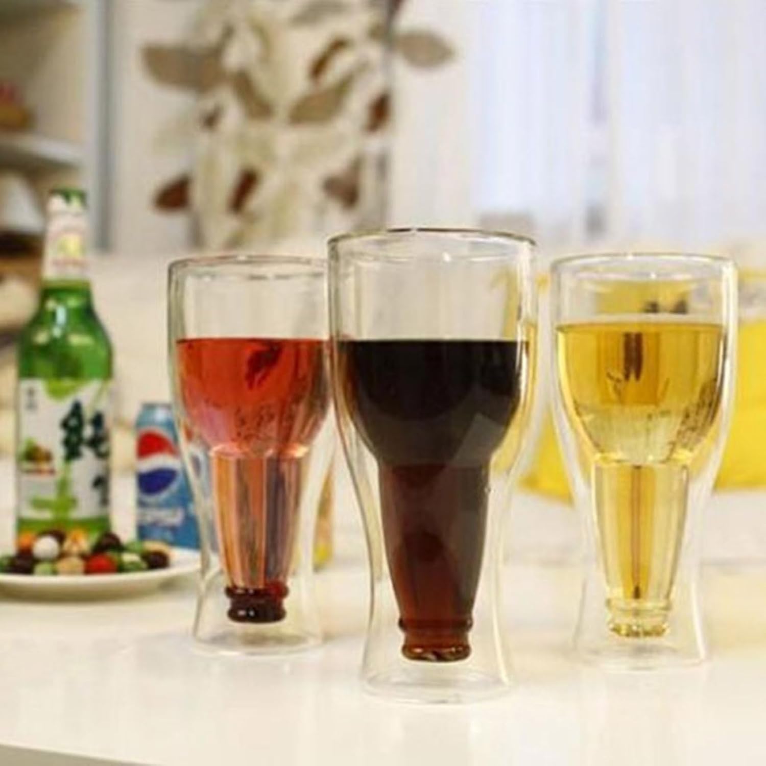 Vaso doble con forma de botella