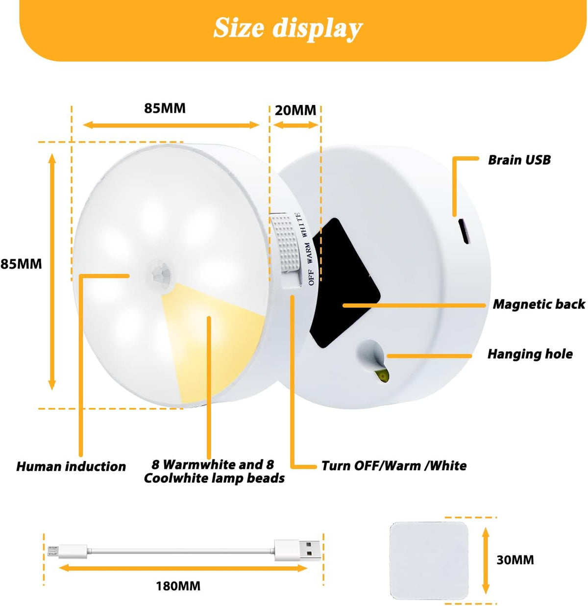 Luz Led Inalámbrica Usb Adhesiva Sensor Mov Ropero Escaleras