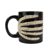 Taza De Cerámica Color Negro Con Mano De Hueso Halloween