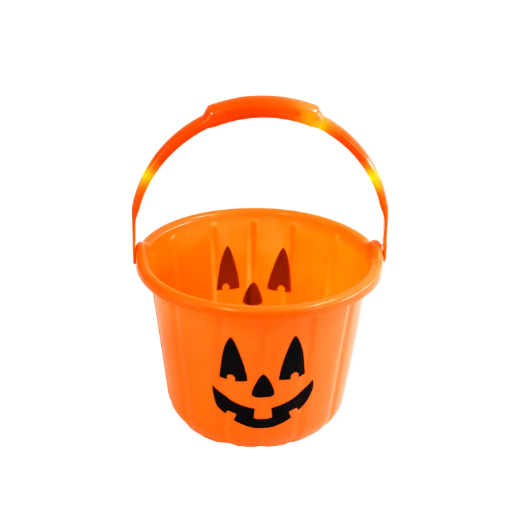 Balde Caramelera Plástico De Halloween Con 4 Luces