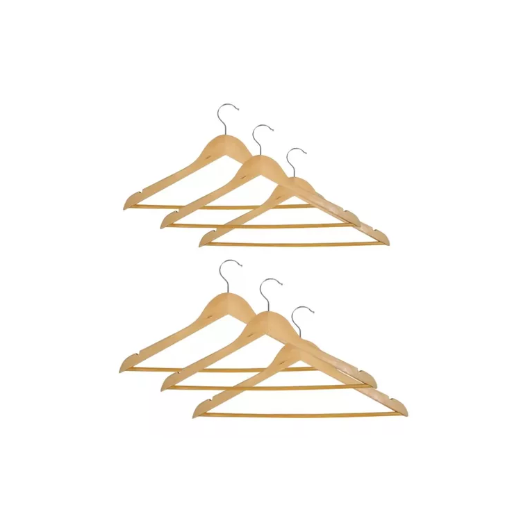Set 6 Perchas De Madera Super Resistentes Alta Calidad