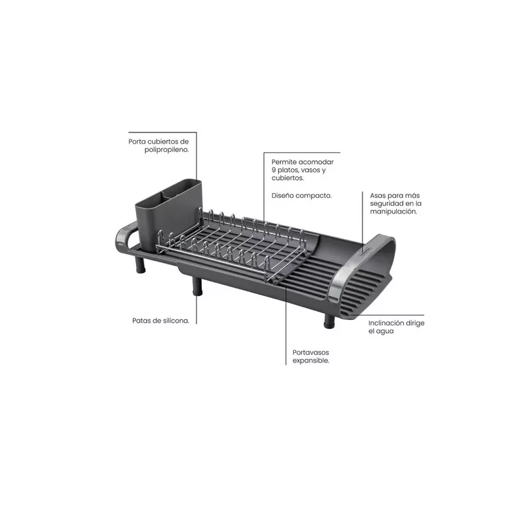 Mini Escurridor Para Platos Tramontina Extensible Color Gris