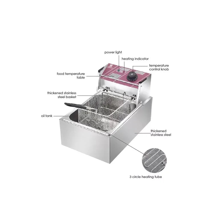 Freidora Industrial Hoffmans Hm-88-1 6l Acero Inoxidable 220