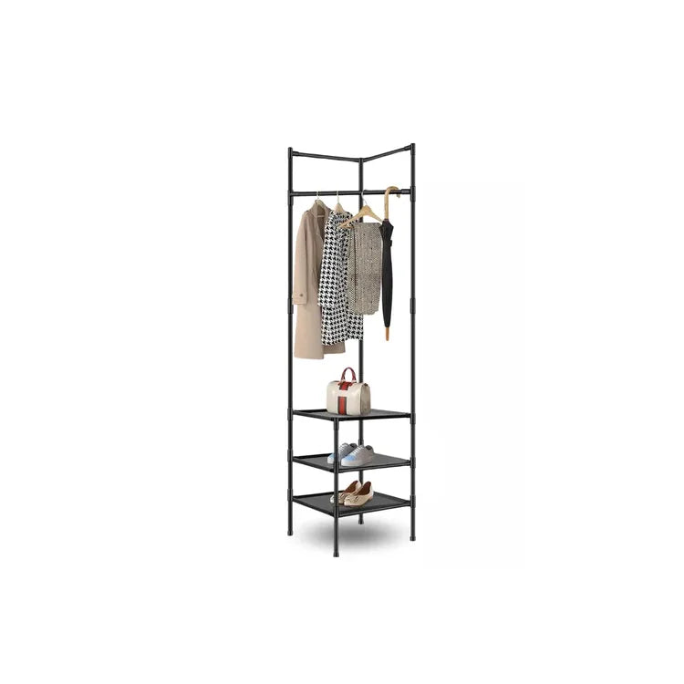 Rack Perchero Organizador Esquinero Con Estantes Colgador De Ropa