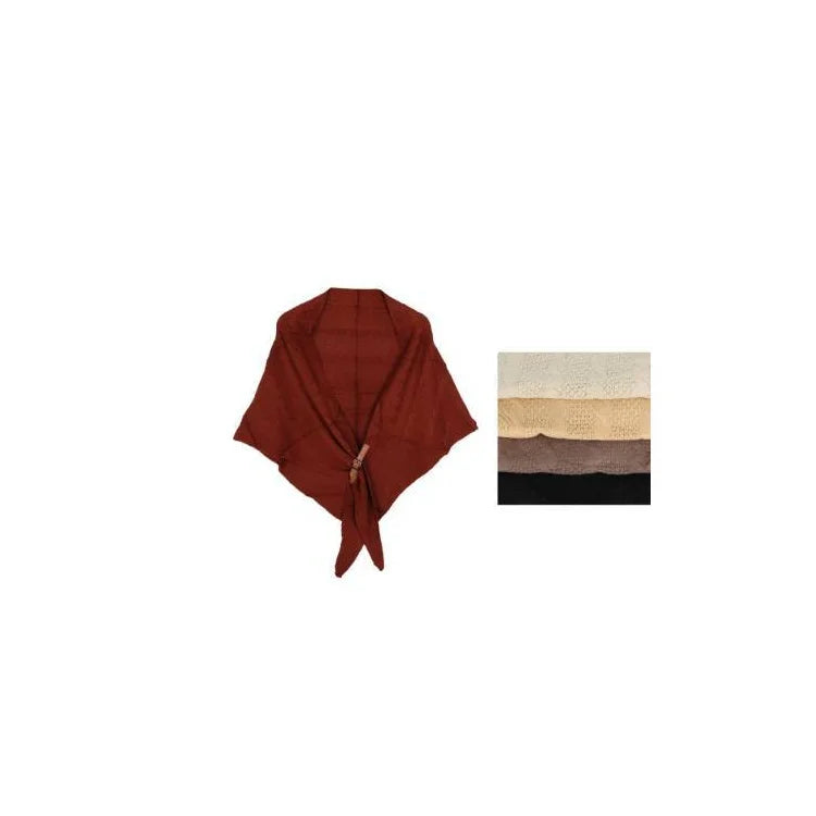 Poncho Tejido Con Prendedor De Cuerina
