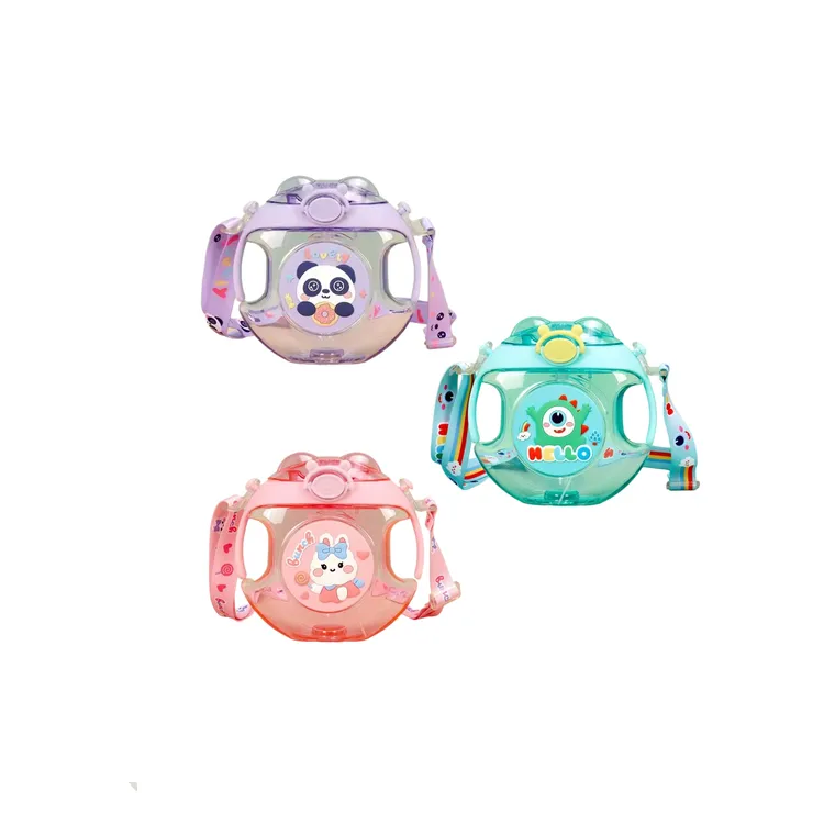 Botella Agua Infantil Tipo Donut Con Luces Spray Y Correa