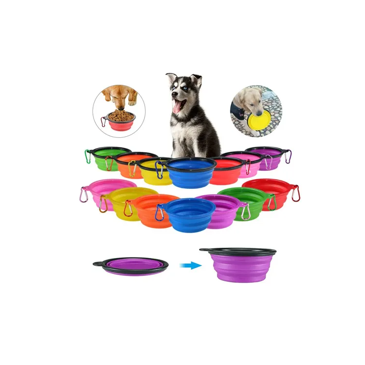 Plato Silicona Comedero Bebedero Plegable Portatil Perro