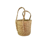 Cesta Tejida De Ratán Con Asas 24x22cm.