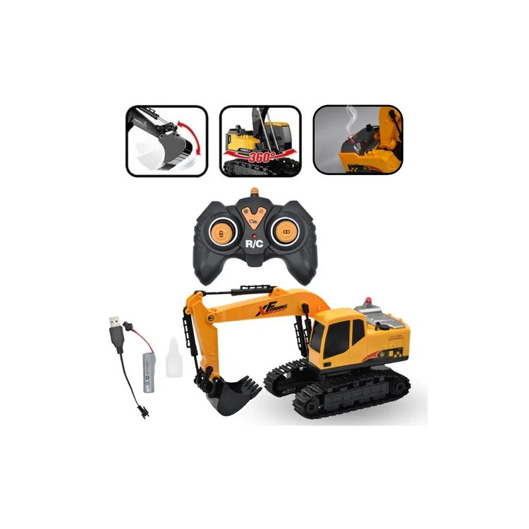 Retroexcavadora Con Luz Sonido Y Efecto Humo Control Remoto