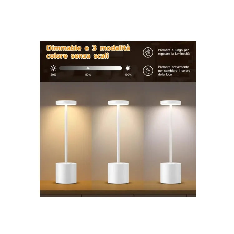 Lampar Blanca Para Mesa Luz Led Táctil Recargable Usb
