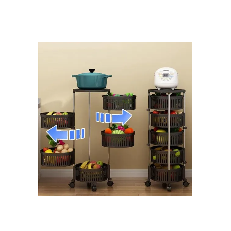 Organizador 5 Estantes Giratorio Con Ruedas Cocina Baño