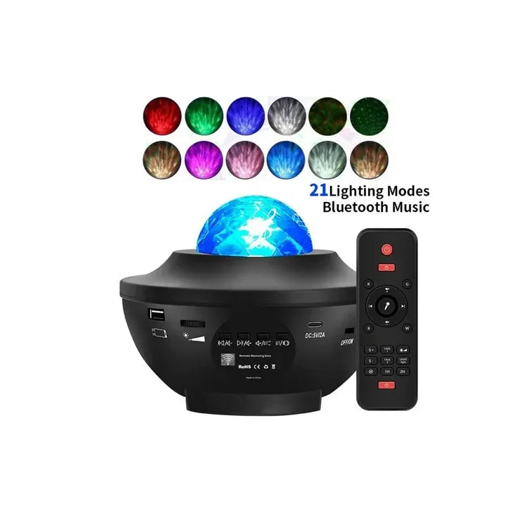 Lámpara Proyector Galaxia 21 Patrones Parlante Y Bluetooth