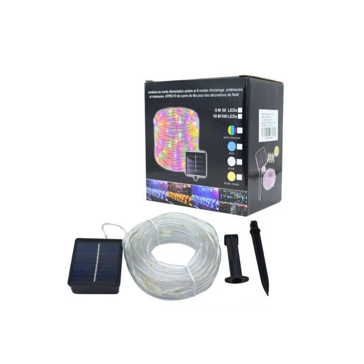 Manguera Con Luz De Navidad Carga Solar 10m