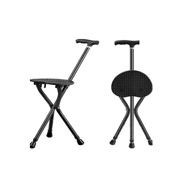 Baston Asiento Recto Tres Patas Aleación Aluminio Curvo