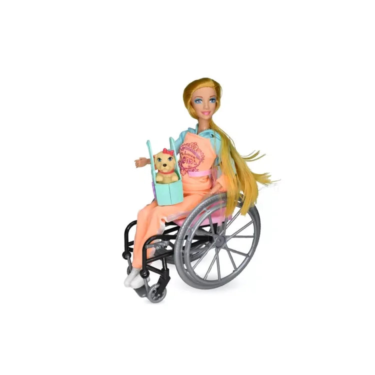 Muñeca en silla de ruedas