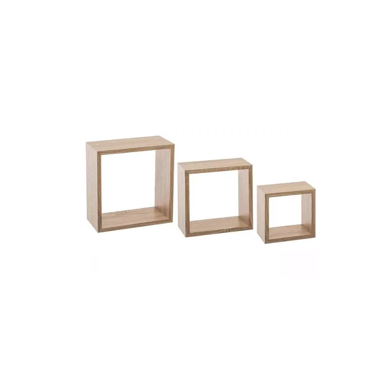 Cubo Flotante X3 Cuadrados De Pared Repisa En Madera