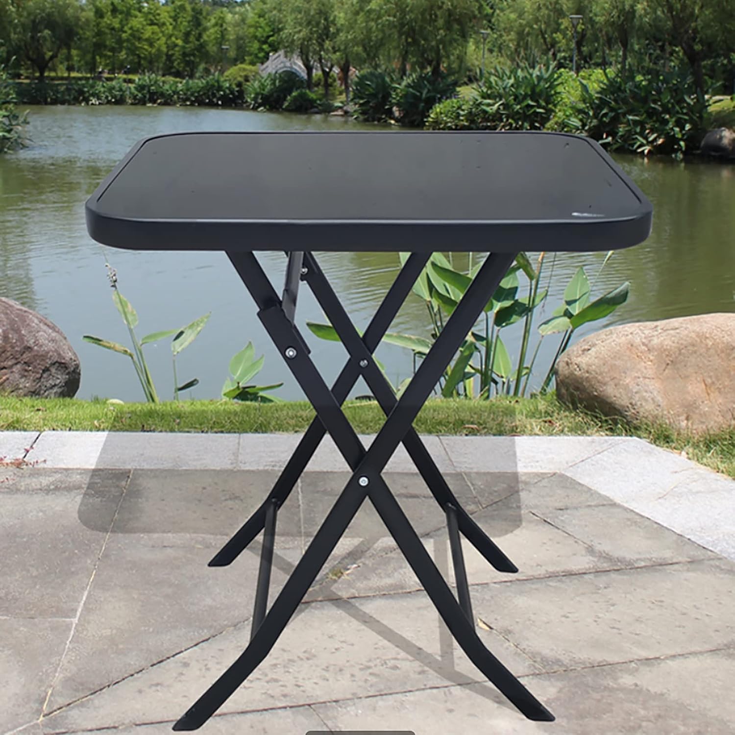 Mesa plegable de vidrio 70x70cm