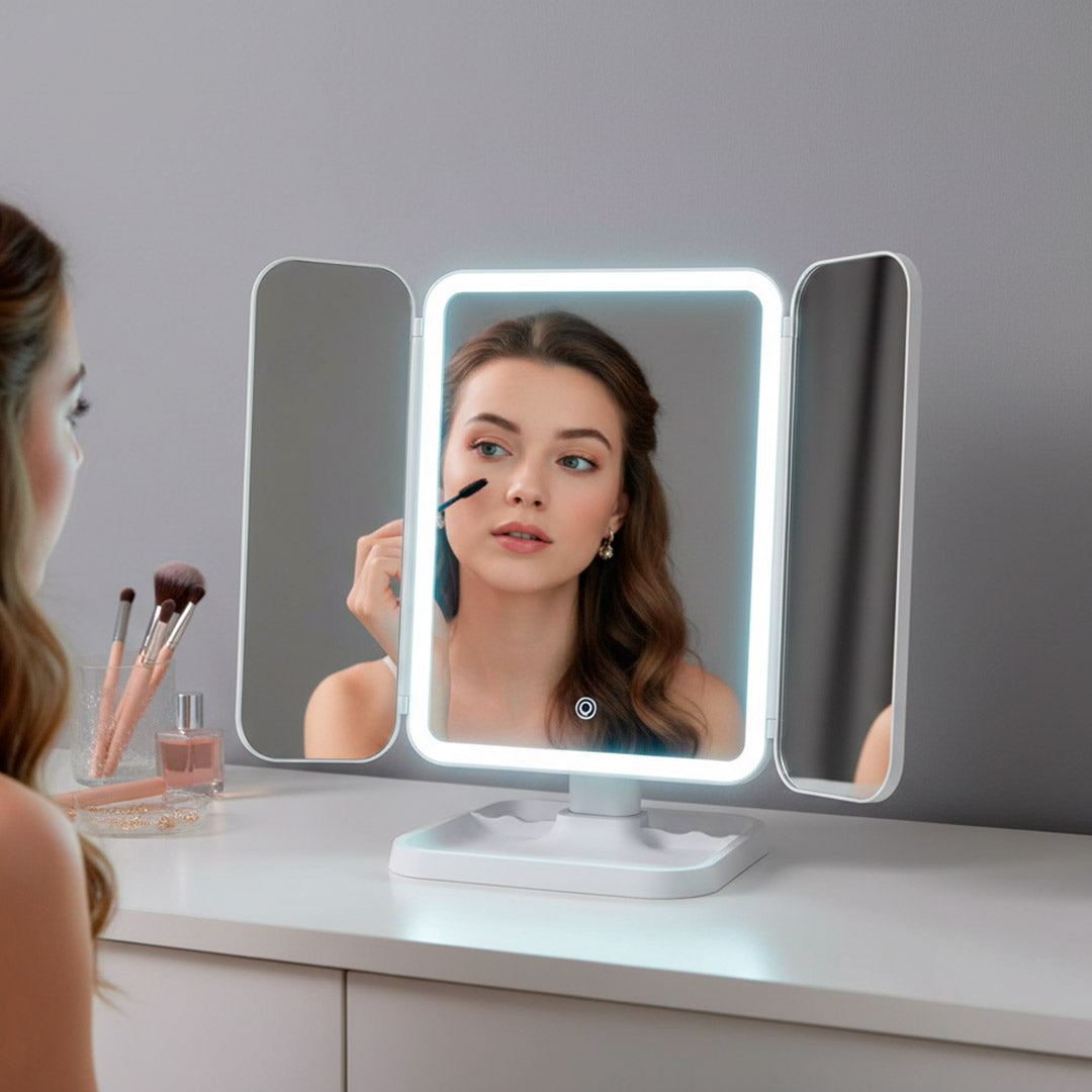 Espejo Plegable Con Luz Para Maquillaje