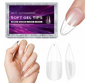 Uñas Almendra Gel Transparente Acabado Semi-mate