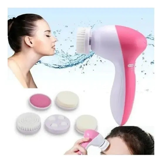 Cepillo Facial Exfoliante Masajeador Electrico 5 En 1 Rosa Limpieza Profunda