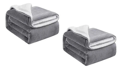 Promo 2 Frazada Manta Polar Con Corderito 1 Plaza 150x200cm