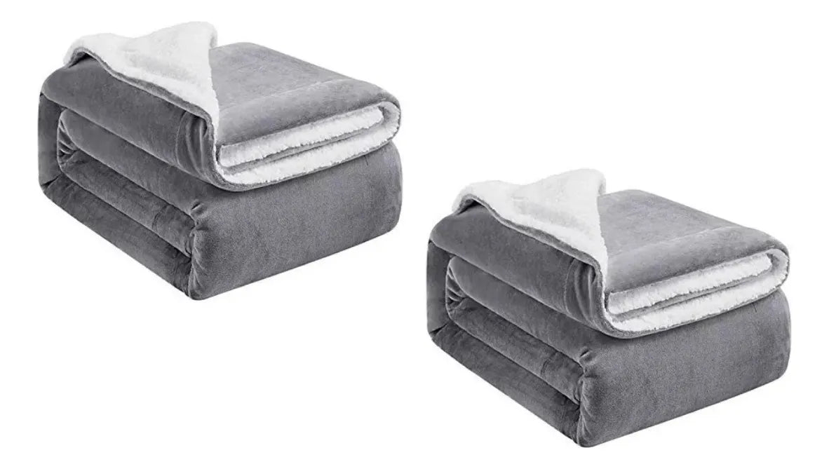 Promo 2 Frazada Manta Polar Con Corderito 2 Plazas 200x230cm