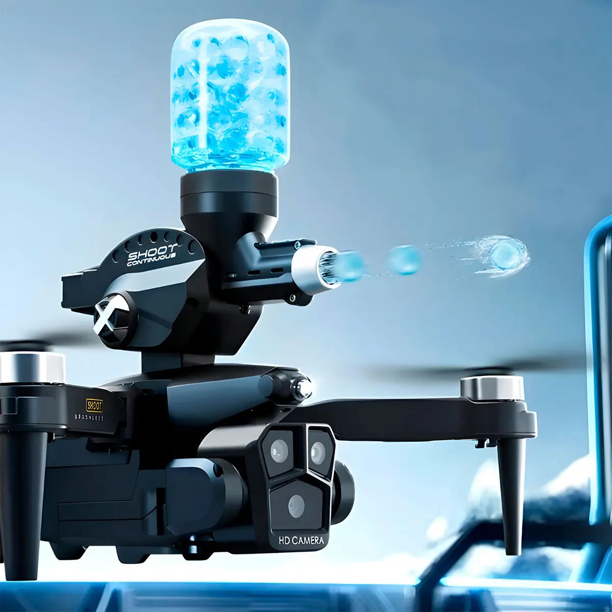 Drone 360 Control Cámara Lanzador Balas Hidrogel De Combate