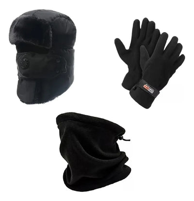 Super Promo Invierno 3 Piezas Cuello + Guante + Gorro Ruso