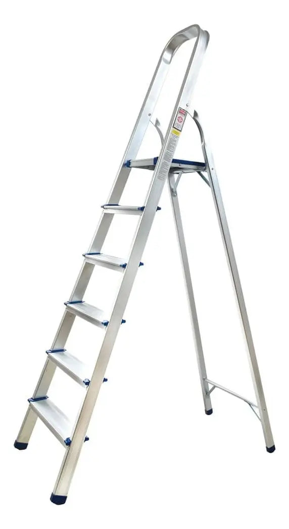Escalera De Aluminio Plegable 6 Escalones Plateado