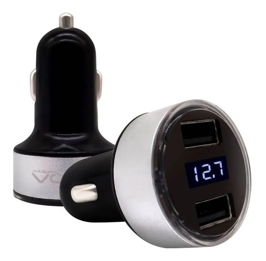 Cargador 12 V Treqa Display 2 Puertos Usb Combinado