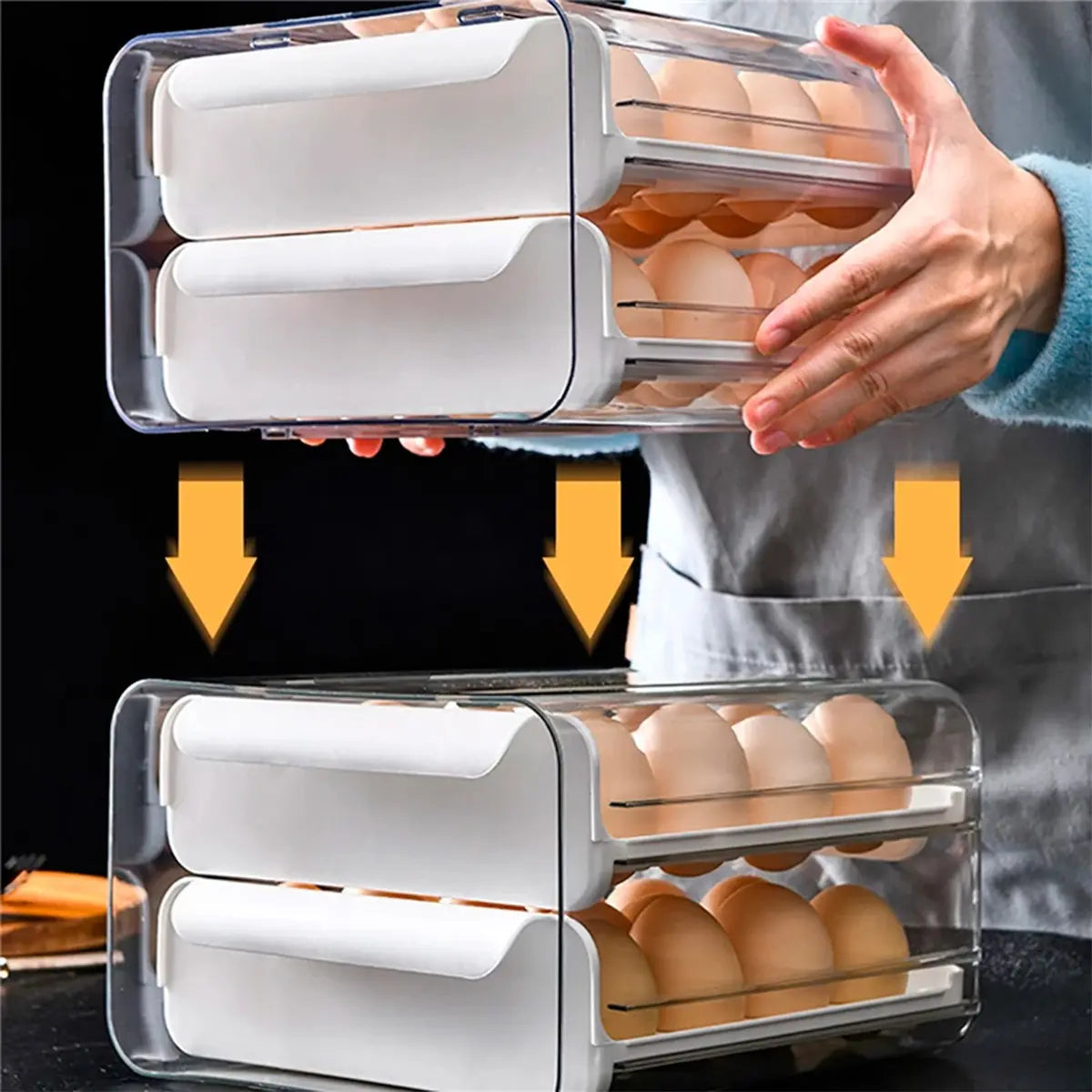 Caja De Almacenamiento De Huevos Doble Capa Para 32 Unidades Color Blanco