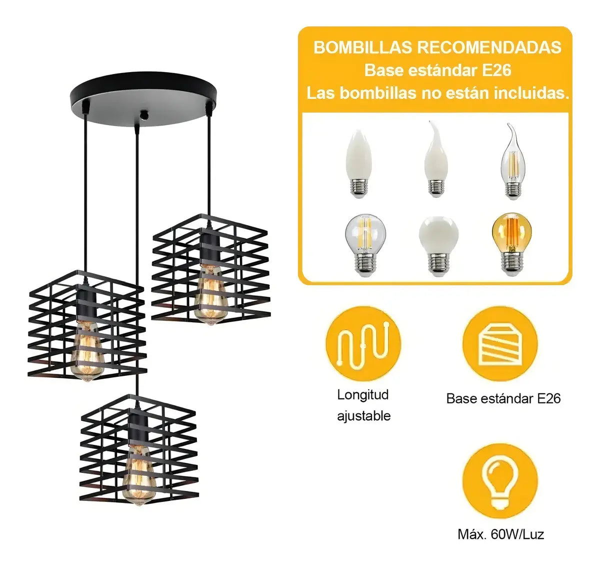 Lámpara Colgante de 3 Luces Unilamp para Cocina y Sala, Estilo Moderno Decorativo
