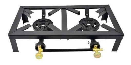 Anafe Cocina Quemador A Gas Dos Hornallas Portatil - Mli Color Negro